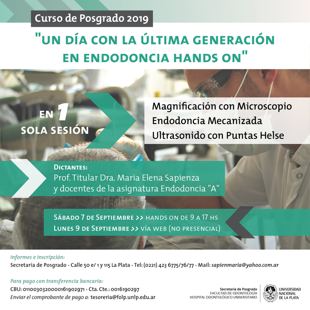 Curso de Posgrado "un dìa con la ultima generación en endodoncia HANDS ON" Curso de Posgrado "un dìa con la ultima generación en endodoncia HANDS ON"