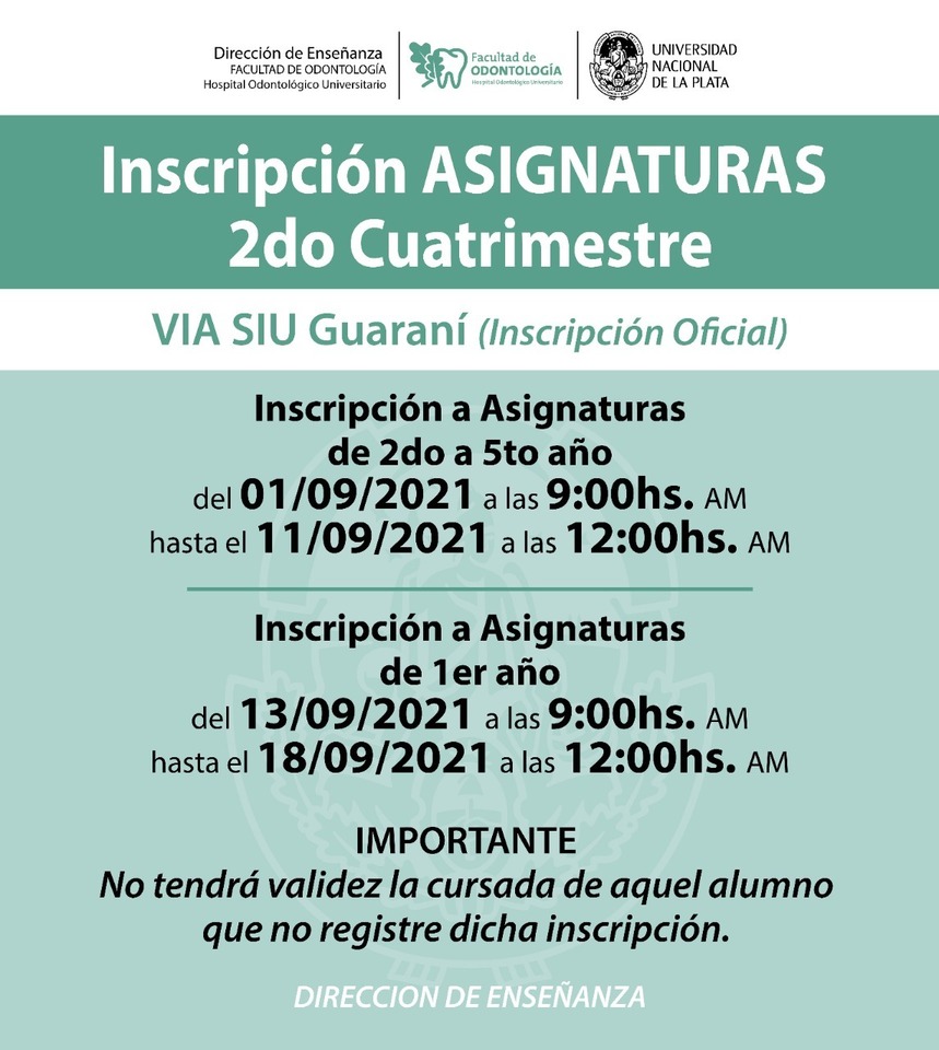 Inscripcion a las asignaturas del 2° cuatrimestre