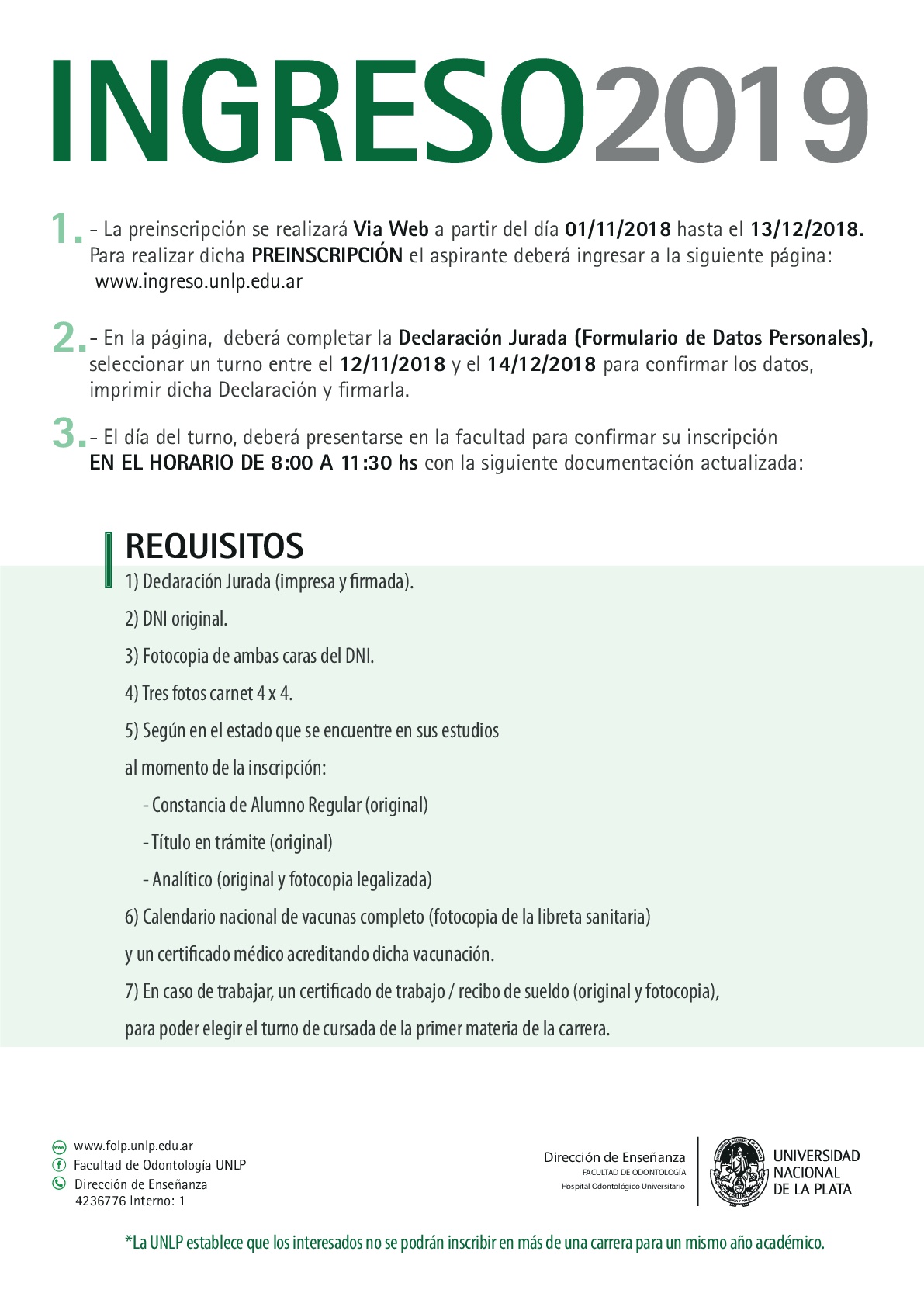 Fechas e Información sobre Inscripción a la Carrera de Odontología!