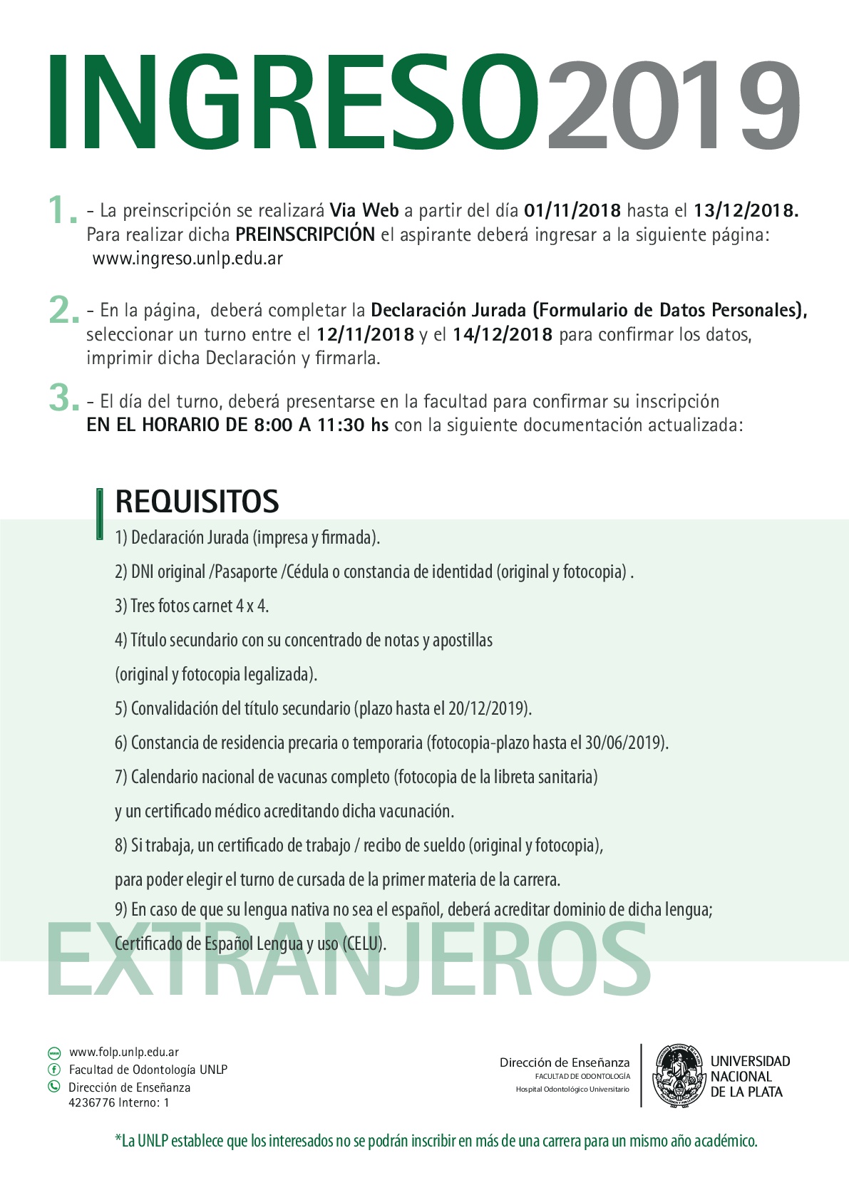 Fechas e Información sobre Inscripción a la Carrera de Odontología!