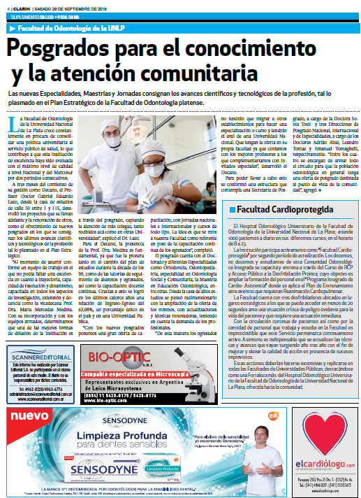 Nota en el Diario Clarin al Sr. Decano, Prof.Dr.Gabriel Lazo.